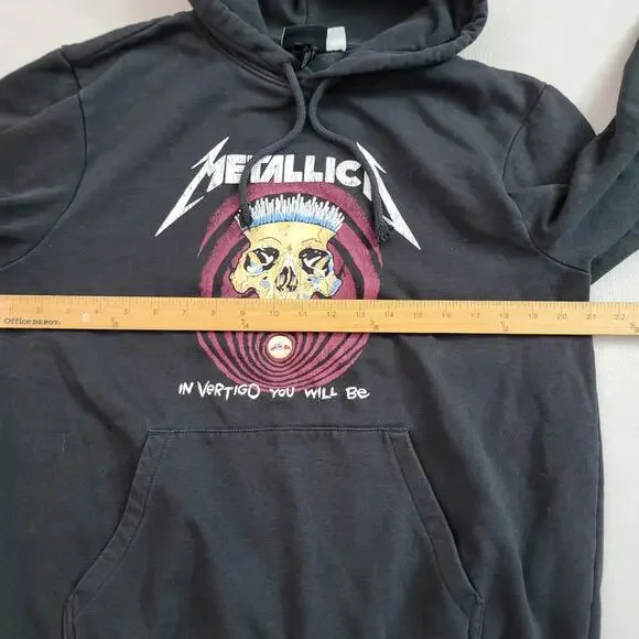 H&M Metallica In Vertigo You Will Be Hoodie Mens M Black Fleece Sweatshirt - Picture 5 of 10